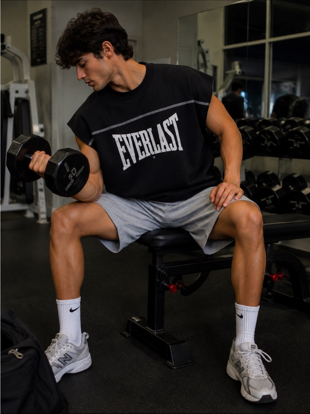 Everlast Oversized Crewneck Logo Sweatshirt in Black Size Large Y2K/90s